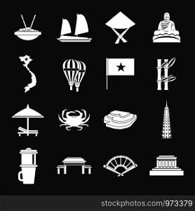 Vietnam travel icons set vector white isolated on grey background . Vietnam travel icons set grey vector