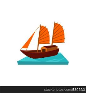 Vietnamese boat icon in cartoon style on a white background. Vietnamese boat icon, cartoon style