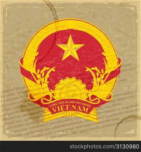 Vietnamese coat of arms on an old sheet of paper
