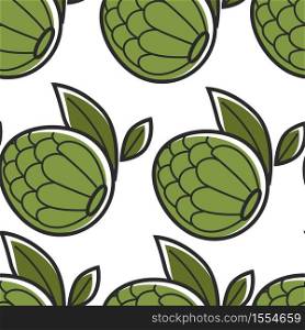 Vietnamese exotic fruit Sugar apple or annona squamose seamless pattern traveling and tourism food and nutrition travel to Vietnam attraction endless texture organic product growing and agriculture.. Sugar apple or annona squamose Vietnamese exotic fruit seamless pattern