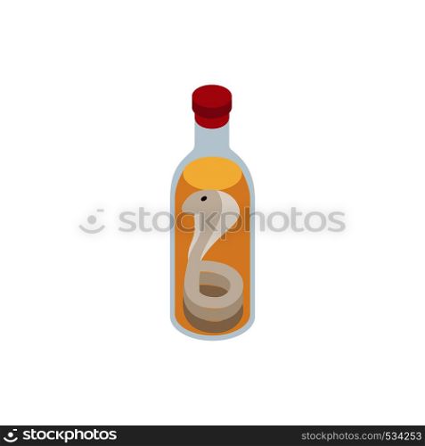 Vietnamese vodka with the pickled snake in a bottle icon in isometric 3d style on a white background. Vietnamese vodka with the pickled snake icon