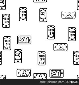 Viewfinder Smartphone Function Vector Seamless Pattern Thin Line Illustration. Viewfinder Smartphone Function Vector Seamless Pattern