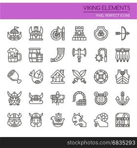 Viking Elements , Thin Line and Pixel Perfect Icons