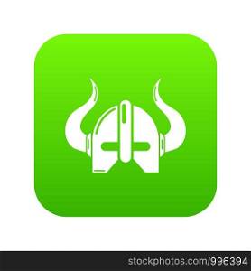 Viking helmet icon green vector isolated on white background. Viking helmet icon green vector