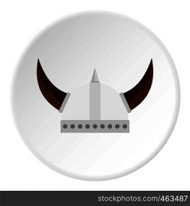 Viking helmet icon in flat circle isolated vector illustration for web. Viking helmet icon circle