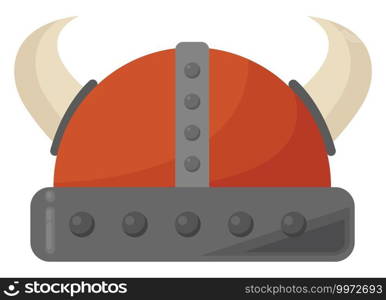 Viking helmet, illustration, vector on white background