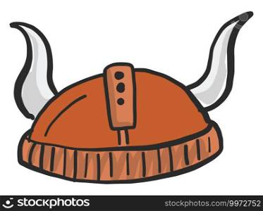 Viking helmet, illustration, vector on white background