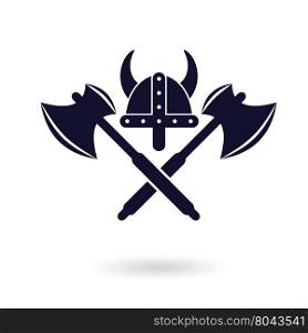 viking helmet with crossed swords viking logo vector illustration