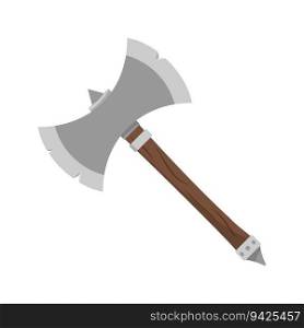 Viking&rsquo;s battle axe icon on light background. God of war symbol. Celtic weapon, two handed ax, scandinavian mythology, medieval. Element of gaming development. Cartoon style. Vector illustratio. Viking&rsquo;s battle axe icon on light background. God of war symbol. Celtic weapon, two handed ax, scandinavian mythology, medieval. Element of gaming development. Cartoon style. Vector illustration.