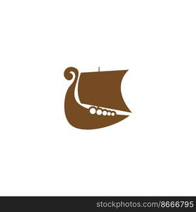 Viking ship icon logo design illustration vector