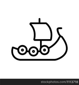 Viking ship icon vector. Thin line sign. Isolated contour symbol illustration. Viking ship icon vector. Isolated contour symbol illustration