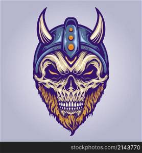 Viking Skull Head with Horn Helmet Vector illustrations for your work Logo, mascot merchandise t-shirt, stickers and Label designs, poster, greeting cards advertising business company or brands.