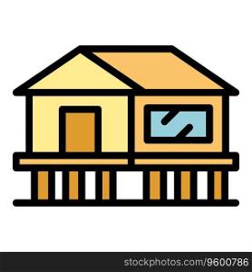 Villa icon outline vector. Forest cabin. House stilt color flat. Villa icon vector flat