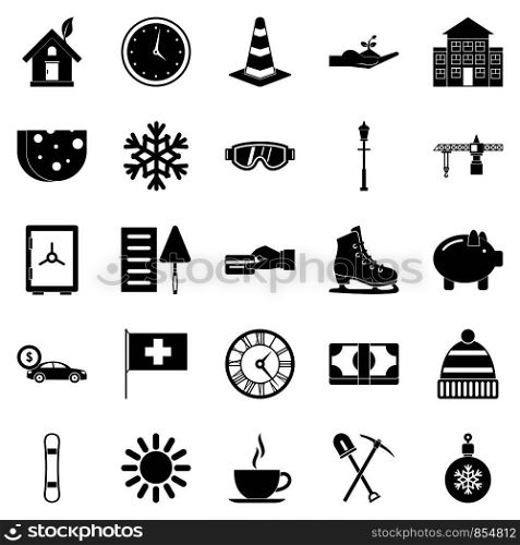 Villa icons set. Simple set of 25 villa vector icons for web isolated on white background. Villa icons set, simple style