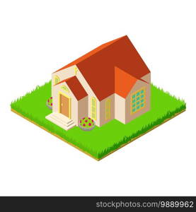 Village church icon. Isometric illustration of village church vector icon for web. Village church icon, isometric style