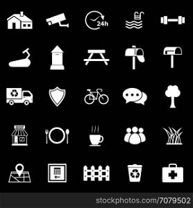 Village icons on black background, stock vector