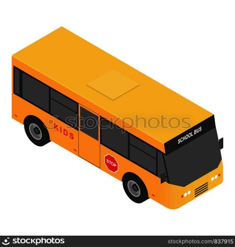 Village school bus icon. Isometric of village school bus vector icon for web design isolated on white background. Village school bus icon, isometric style