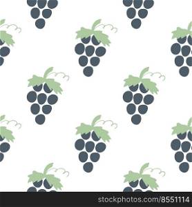 Vine branches with blue berries seamless pattern. Berry simple repeat background. Food print for textile, packaging, paper and design vector illustration. Vine branches with blue berries seamless pattern