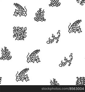 Vine Liana Exotic Growing Plant Vector Seamless Pattern Thin Line Illustration. Vine Liana Exotic Growing Plant vector seamless pattern