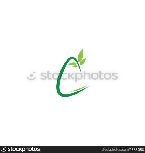 Vines template design, shrubs forming letter C illustration