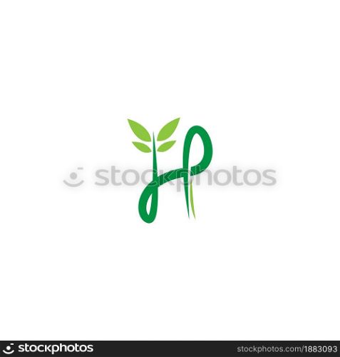 Vines template design, shrubs forming letter H illustration