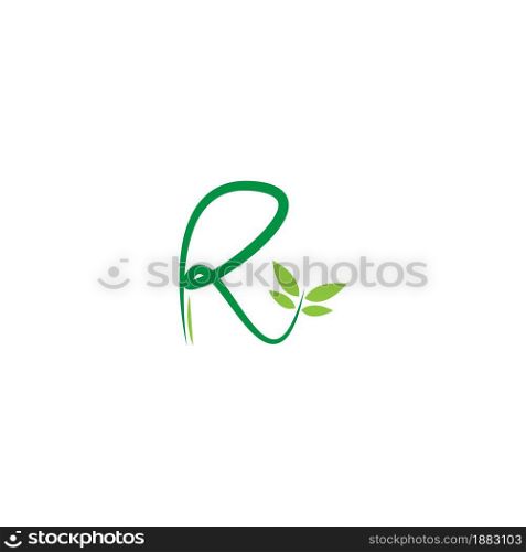 Vines template design, shrubs forming letter R illustration