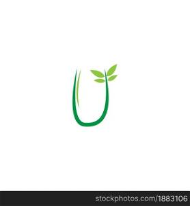 Vines template design, shrubs forming letter U illustration