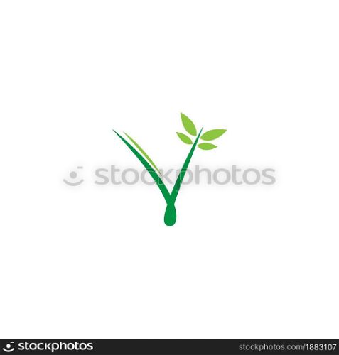 Vines template design, shrubs forming letter V illustration