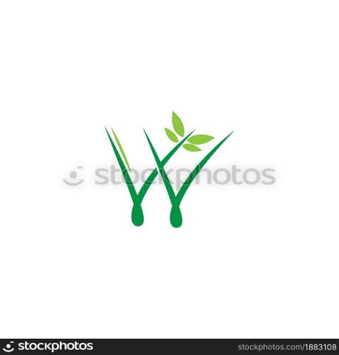 Vines template design, shrubs forming letter W illustration
