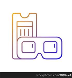 Vintage 3D cinema glasses gradient linear vector icon. Retro movie theater. Old film tickets. Old-fashioned accessories. Thin line color symbol. Modern style pictogram. Vector isolated outline drawing. Vintage 3D cinema glasses gradient linear vector icon
