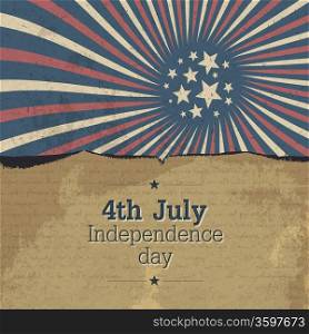 Vintage 4th july poster with rays. Vector, EPS10