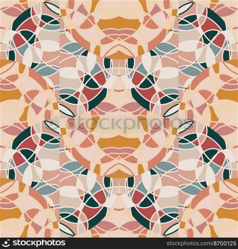 Vintage abstract line endless tile ornament Hand drawn linear mosaic seamless pattern. Design for fabric, textile print, wrapping paper, cover. Vector illustration. Vintage abstract line endless tile ornament Hand drawn linear mosaic seamless pattern.