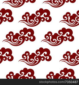 Vintage abstract with china seamless pattern. Textile design. Summer background. Textile ornament. Ornate beautiful texture. Summer print. Colorful wallpaper. Abstract red waves design on white background.. Seamless pattern in Chinese style. Vector colorful illustration. Traditional Chinese pattern with waves.