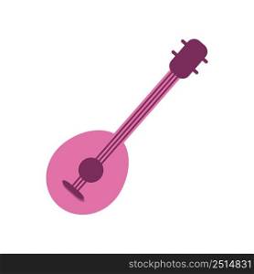 Vintage acoustic guitar semi flat color vector object. Musical string instrument. Playing banjo. Full sized item on white. Simple cartoon style illustration for web graphic design and animation. Vintage acoustic guitar semi flat color vector object