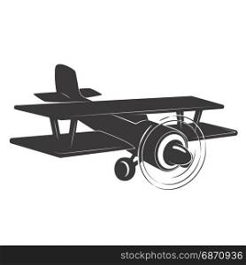 Vintage airplane illustration. Design element for logo, label, emblem, sign, badge. Vector illustration