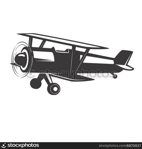 Vintage airplane illustration. Design element for logo, label, emblem, sign, badge. Vector illustration