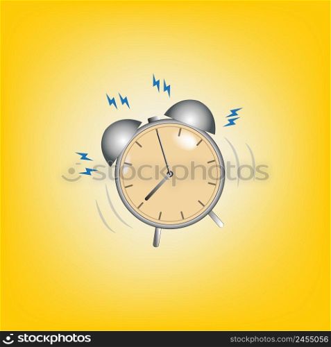 vintage alarm clock is ringing. on a yellow background. vector illustration.. vintage alarm clock is ringing. on a yellow background. vector illustration