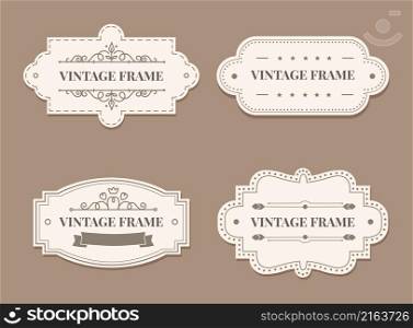 Vintage and retro tag frame collection for invitation. Wedding banner and luxury invitation menu illustration. Vintage and retro tag frame collection for invitation