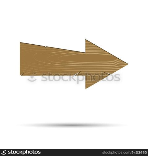 Vintage arrow wood isolated. Arrow wooden timber pointer, direction signboard. Vector illustration. Vintage arrow wood isolated