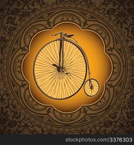 Vintage artistic background with old bicycle