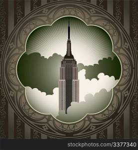 Vintage artistic background with skyscraper