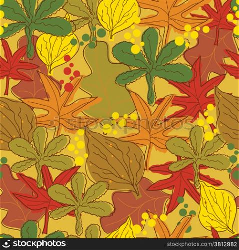 Vintage autumn leaves pattern background
