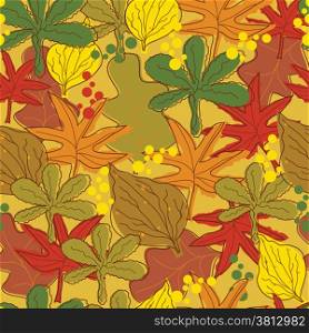 Vintage autumn leaves pattern background