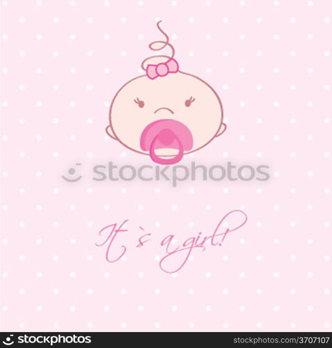 Vintage baby girl arrival announcement born card.