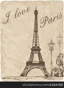 Vintage background with Eiffel Tower. Vector illustration.