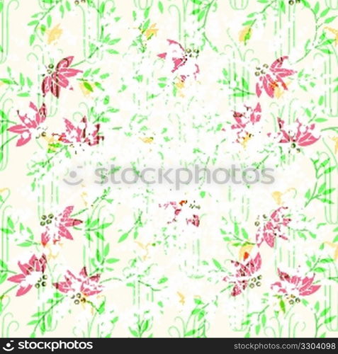 vintage background with flowers and grunge