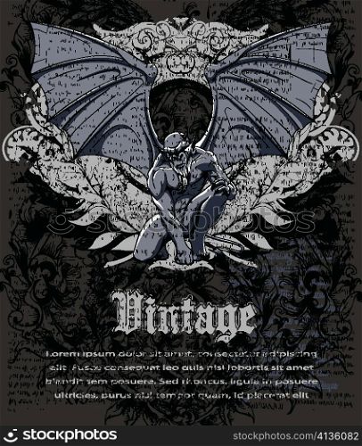 vintage background with gargoyle vector illustration