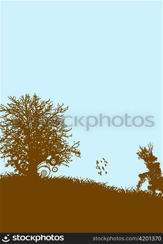 vintage background with trees vector illustration