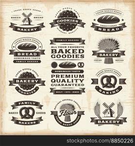 Vintage bakery labels set vector image