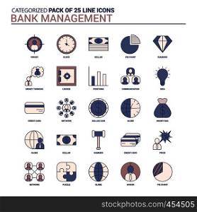 Vintage Bank Management Icon set - 25 Flat Line icon set